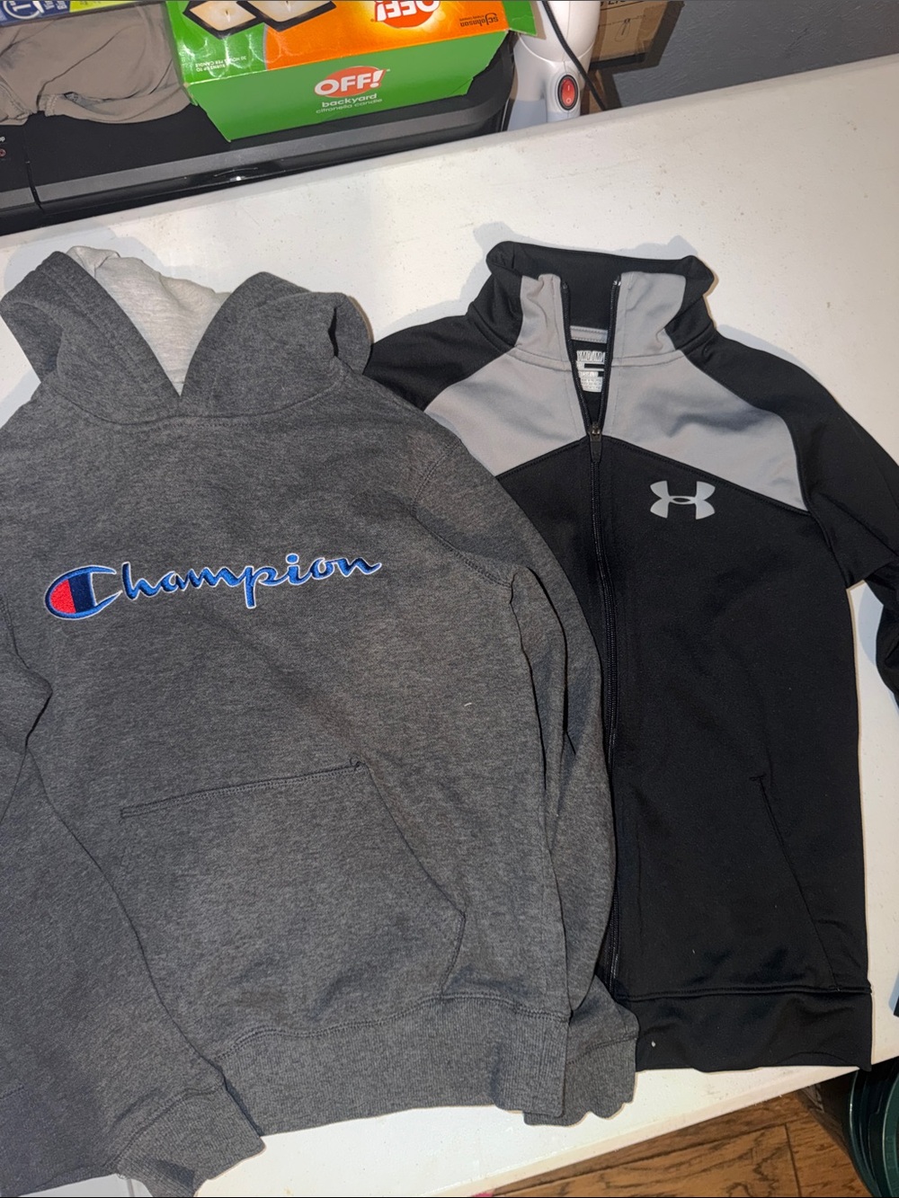 Champion Gray Kids Hoodie with Blue Script Logo